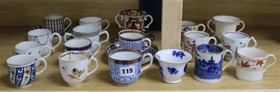 A group of assorted 18th and 19th century Worcester, Derby and Chinese cups